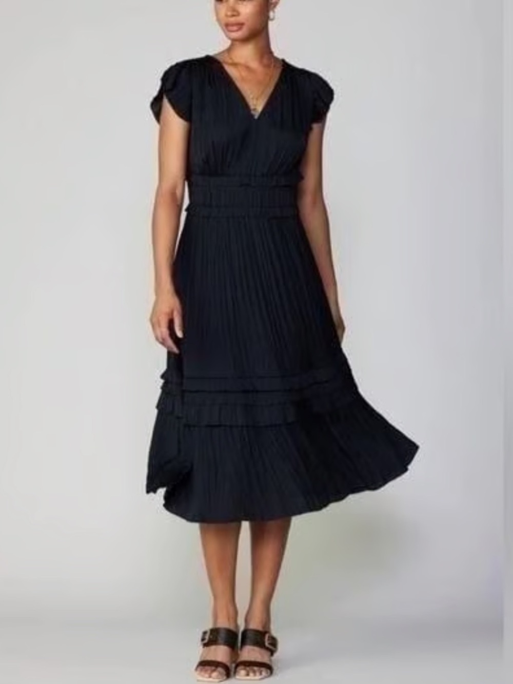Anthropologie Current Air Sereia Pleated Midi dress, S petite